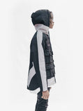 Side view with hood of 3M Reflective Stripe Multi-Cargo Jacket in Black