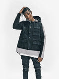 Candid shot of 3M Reflective Stripe Multi-Cargo Jacket in Black