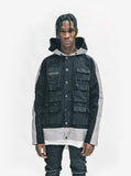 Front view of 3M Reflective Stripe Multi-Cargo Jacket in Black