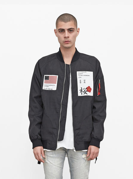 Aeronautics Nylon Flight Jacket in Black