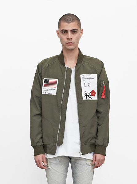Aeronautics Nylon Flight Jacket in Olive