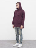 French Terry Anorak Pullover in Dark Oxblood