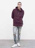 French Terry Anorak Pullover in Dark Oxblood