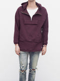 French Terry Anorak Pullover in Dark Oxblood