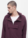 French Terry Anorak Pullover in Dark Oxblood