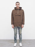 French Terry Anorak Pullover in Shadow Brown