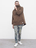 French Terry Anorak Pullover in Shadow Brown