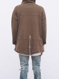 French Terry Anorak Pullover in Shadow Brown