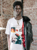 White cotton t shirt with printed baptized by fire graphic tee by profound aesthetic