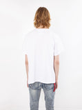 White cotton t shirt with printed baptized by fire graphic tee by profound aesthetic