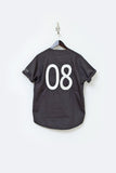 Flat back view of Button-Down Baseball Jersey in Charcoal