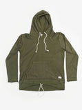 Flat front image of Double Layer Reversed French Terry Hoodie in Dark Olive