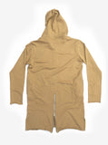 Flat back image of Elongated Hooded Pullover Trench in Khaki