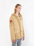 Vintage Tan embroidered polysuede belted eagle field jacket by profound aesthetic