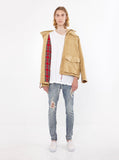 Vintage Tan embroidered polysuede belted eagle field jacket by profound aesthetic