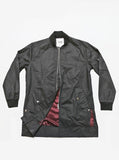 Flat front image of Waxed Cotton Long Bomber Jacket