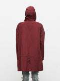 Bungee Panel Long Nylon Jacket in Maroon