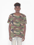 cotton slub raw cut faded woodland camo cargo pocket tee shirt by profound aesthetic