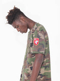 cotton slub raw cut faded woodland camo cargo pocket tee shirt by profound aesthetic