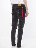 Faded black wash d ring cargo pocket skinny fit denim jeans by profound aesthetic