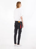 Faded black wash d ring cargo pocket skinny fit denim jeans by profound aesthetic