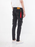 Faded black wash d ring cargo pocket skinny fit denim jeans by profound aesthetic