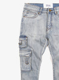 D-Ring Cargo Jeans in Light Sandwash