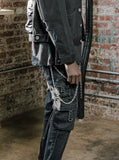Faded black wash d ring cargo pocket skinny fit denim jeans by profound aesthetic