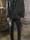 Faded black wash d ring cargo pocket skinny fit denim jeans by profound aesthetic