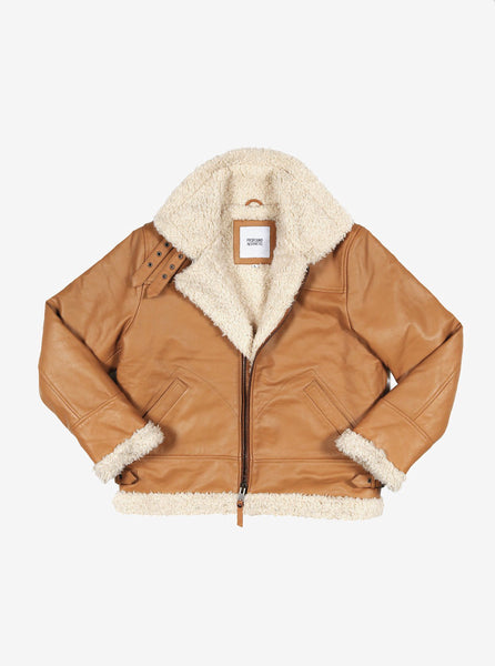 Aviator Leather Flight Jacket in Burnt Cognac