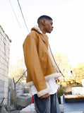Aviator Leather Flight Jacket in Burnt Cognac
