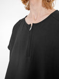 Black cotton cut off kangaroo sweatshirt tee raglan raw cut sleeves by profound aesthetic