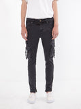 Faded black wash d ring cargo pocket skinny fit denim jeans by profound aesthetic