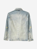 Denim Pea Coat in Light Sand Wash