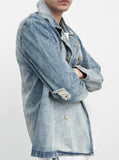 Denim Pea Coat in Light Sand Wash