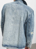 Denim Pea Coat in Light Sand Wash
