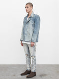 Denim Pea Coat in Light Sand Wash