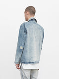 Denim Pea Coat in Light Sand Wash