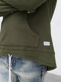 Double Layer Reversed French Terry Hoodie in Dark Olive