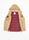 Vintage Tan embroidered polysuede belted eagle field jacket by profound aesthetic