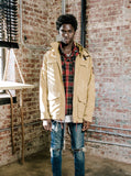 Vintage Tan embroidered polysuede belted eagle field jacket by profound aesthetic