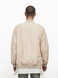 nylon light cream aeronautics flight jacket with cotton printed patchwork by profound aesthetic