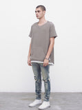 Reversed French Terry Pullover Raw-Cut Sweatshirt in Gravel