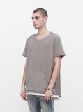 Reversed French Terry Pullover Raw-Cut Sweatshirt in Gravel
