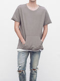 Reversed French Terry Pullover Raw-Cut Sweatshirt in Gravel