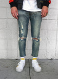 Vintage washed distressed destroyed cropped skinny fit denim jeans by profound aesthetic