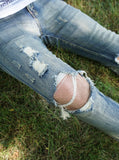 Vintage washed distressed destroyed cropped skinny fit denim jeans by profound aesthetic