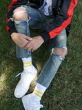 Vintage washed distressed destroyed cropped skinny fit denim jeans by profound aesthetic