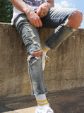 Vintage washed distressed destroyed cropped skinny fit denim jeans by profound aesthetic