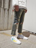 Vintage washed distressed destroyed cropped skinny fit denim jeans by profound aesthetic